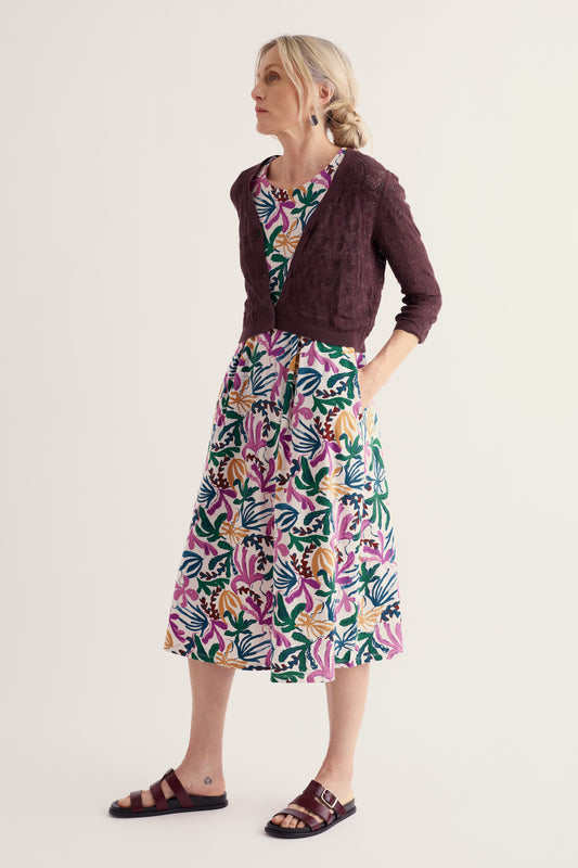 Robe midi à manches courtes Veronica en coton biologique certifié GOTS