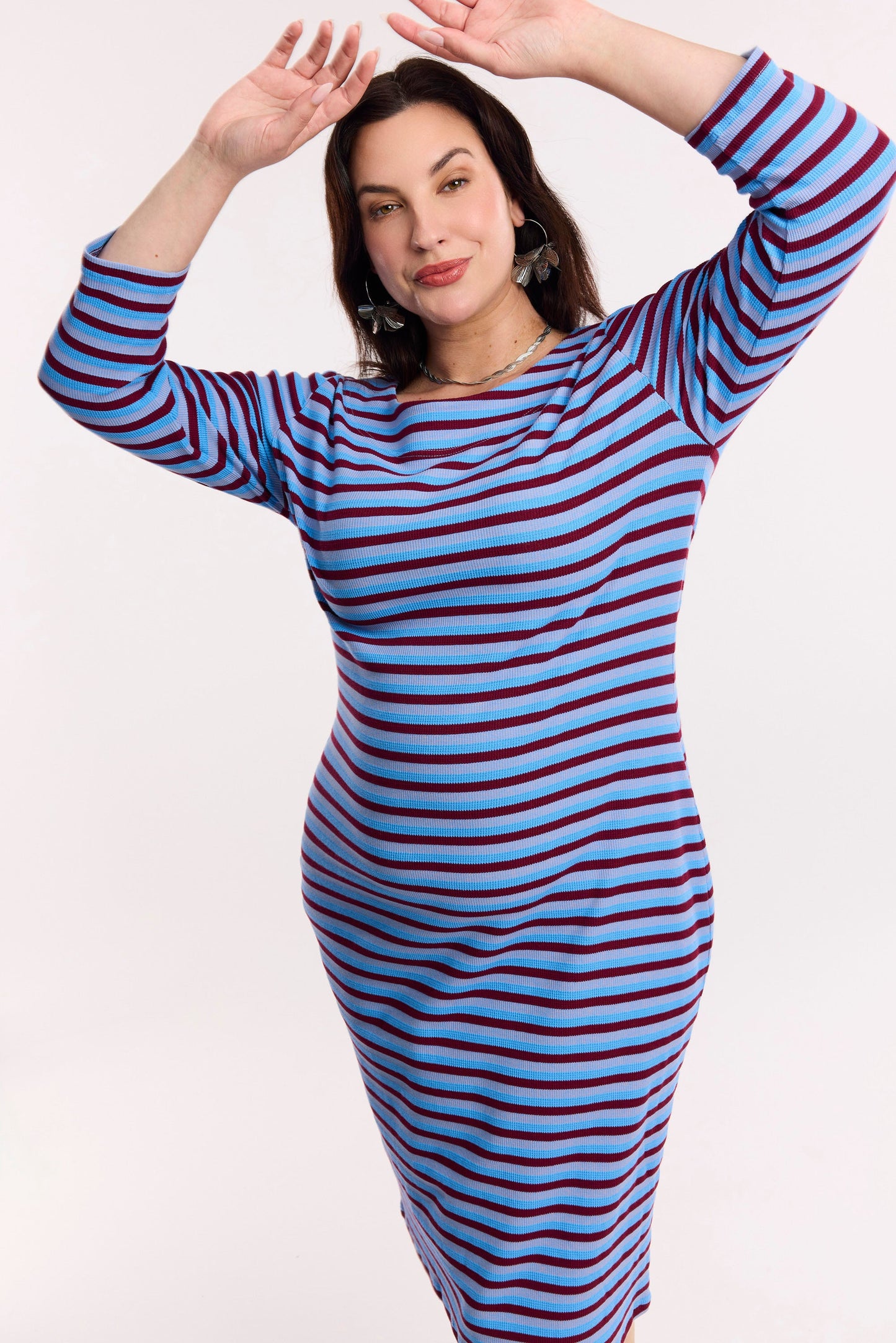 Vestito sagomato a righe waffle Traveller