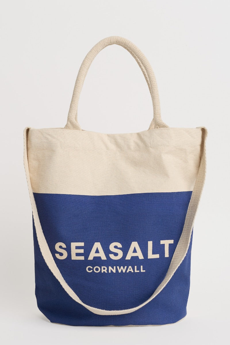 Sac fourre-tout en toile bleu marine avec logo
