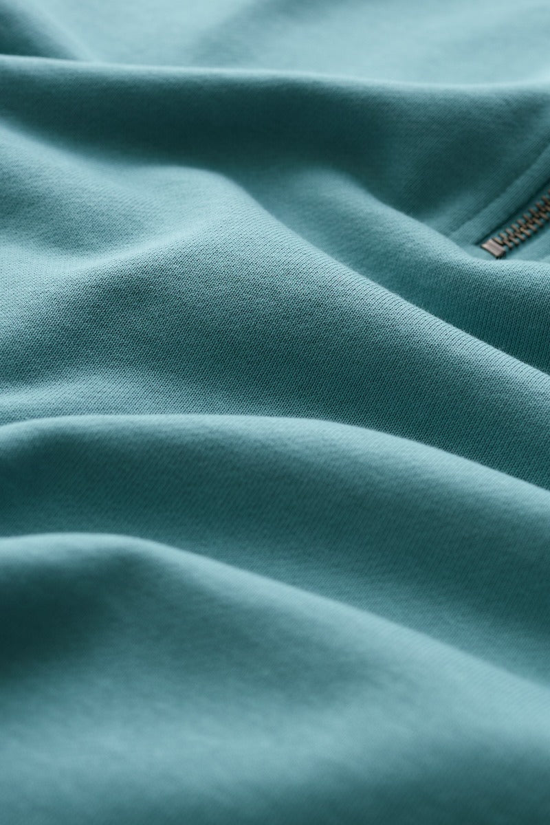 Sweat-shirt ¼ zippé en molleton, coloris mousse pour homme