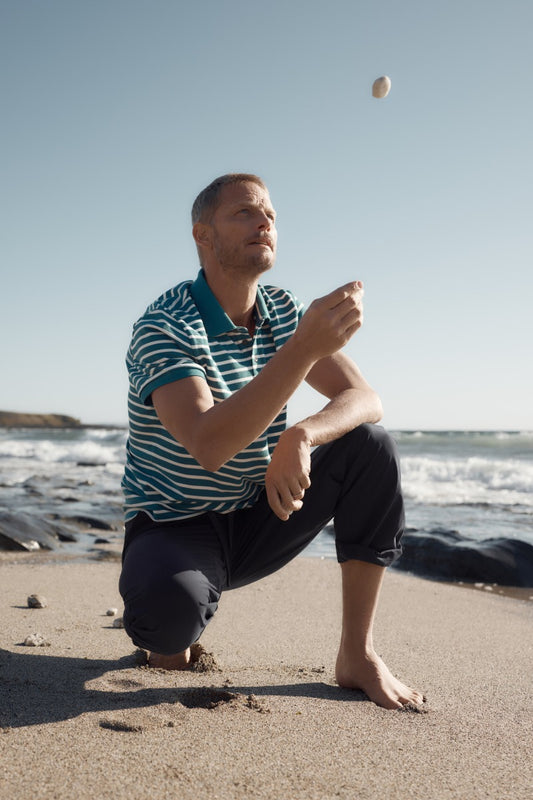 Polo rayé Balefire pour homme en coton biologique