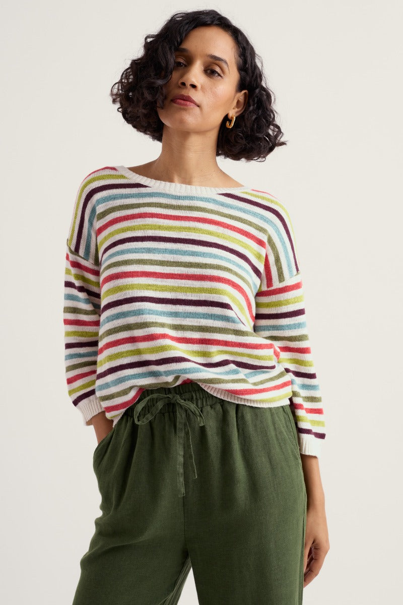Pull rayé Knavock en lin et coton biologique