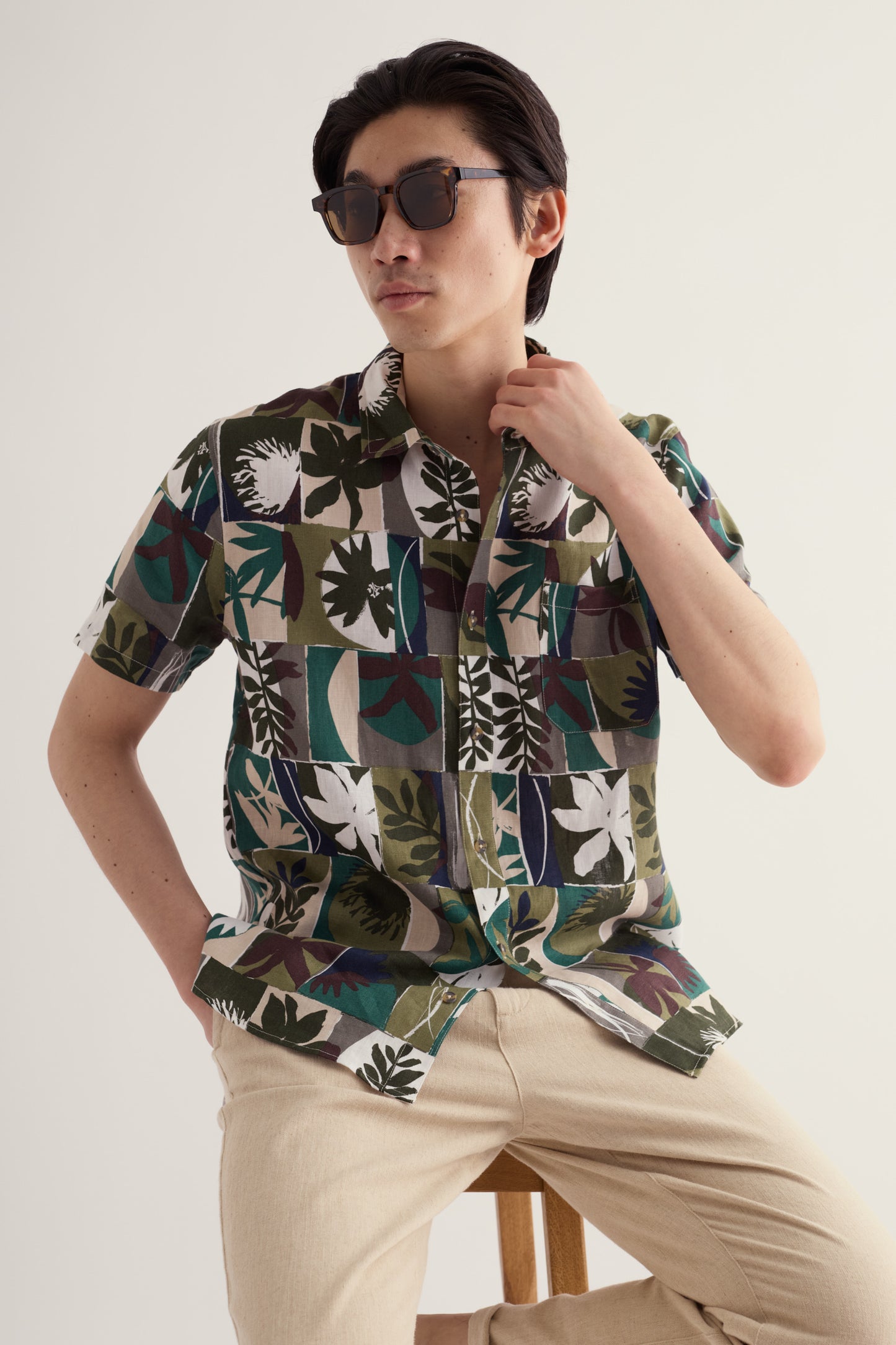 Chemise à manches courtes Héron Bleu pour homme