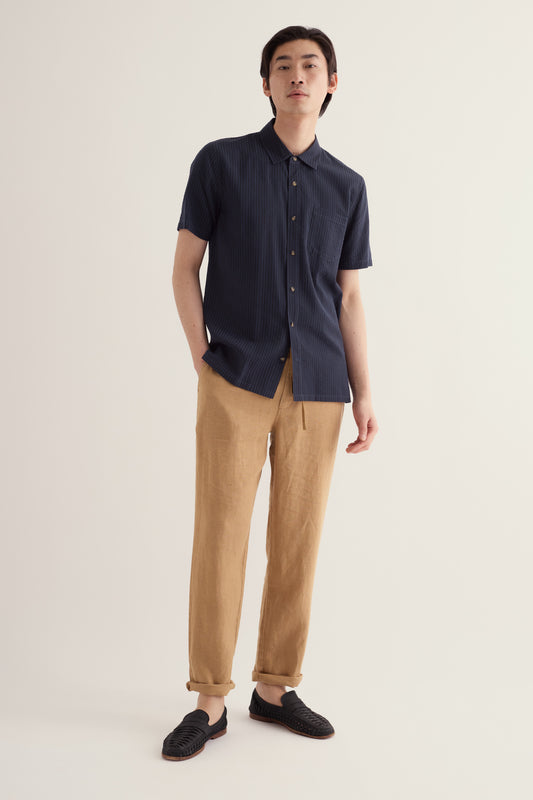 Camicia Uomo Maniche Corte Yestin in Misto Lyocell a Righe