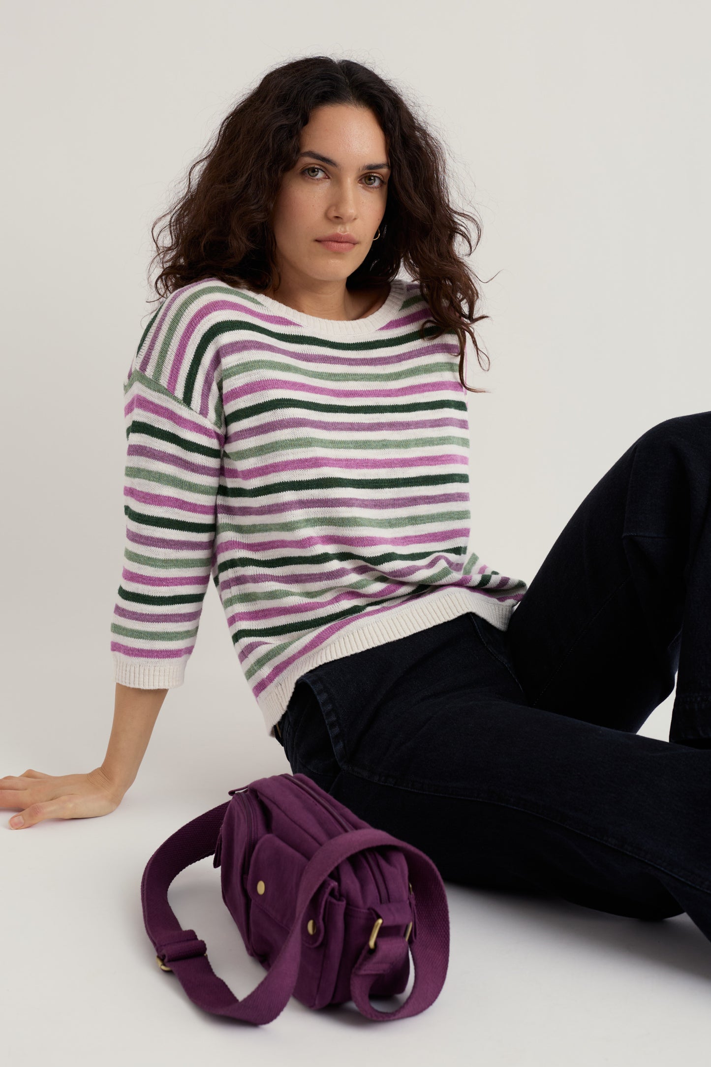 Pull rayé Knavock en lin et coton biologique