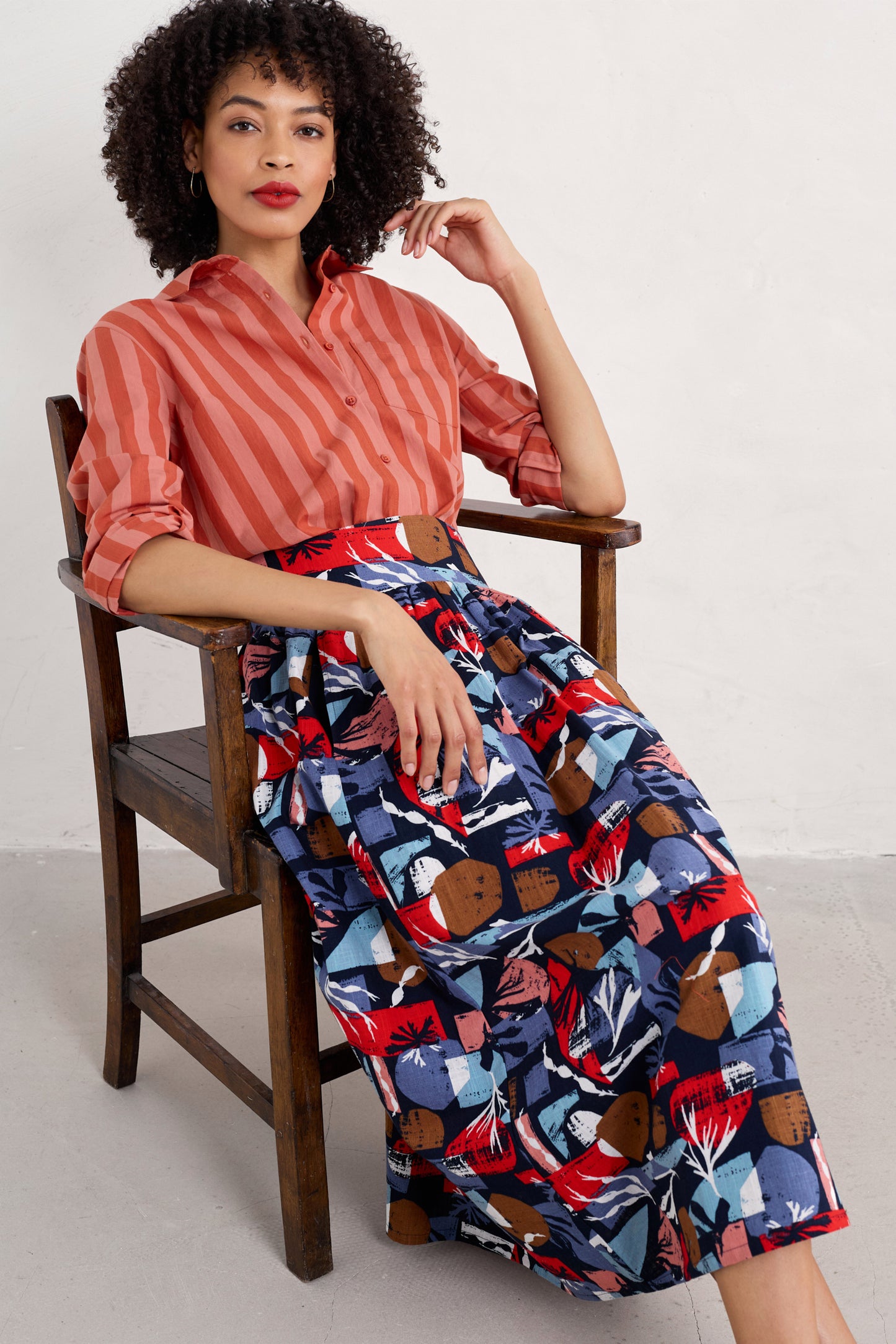 Jupe midi Mevagissey en coton biologique