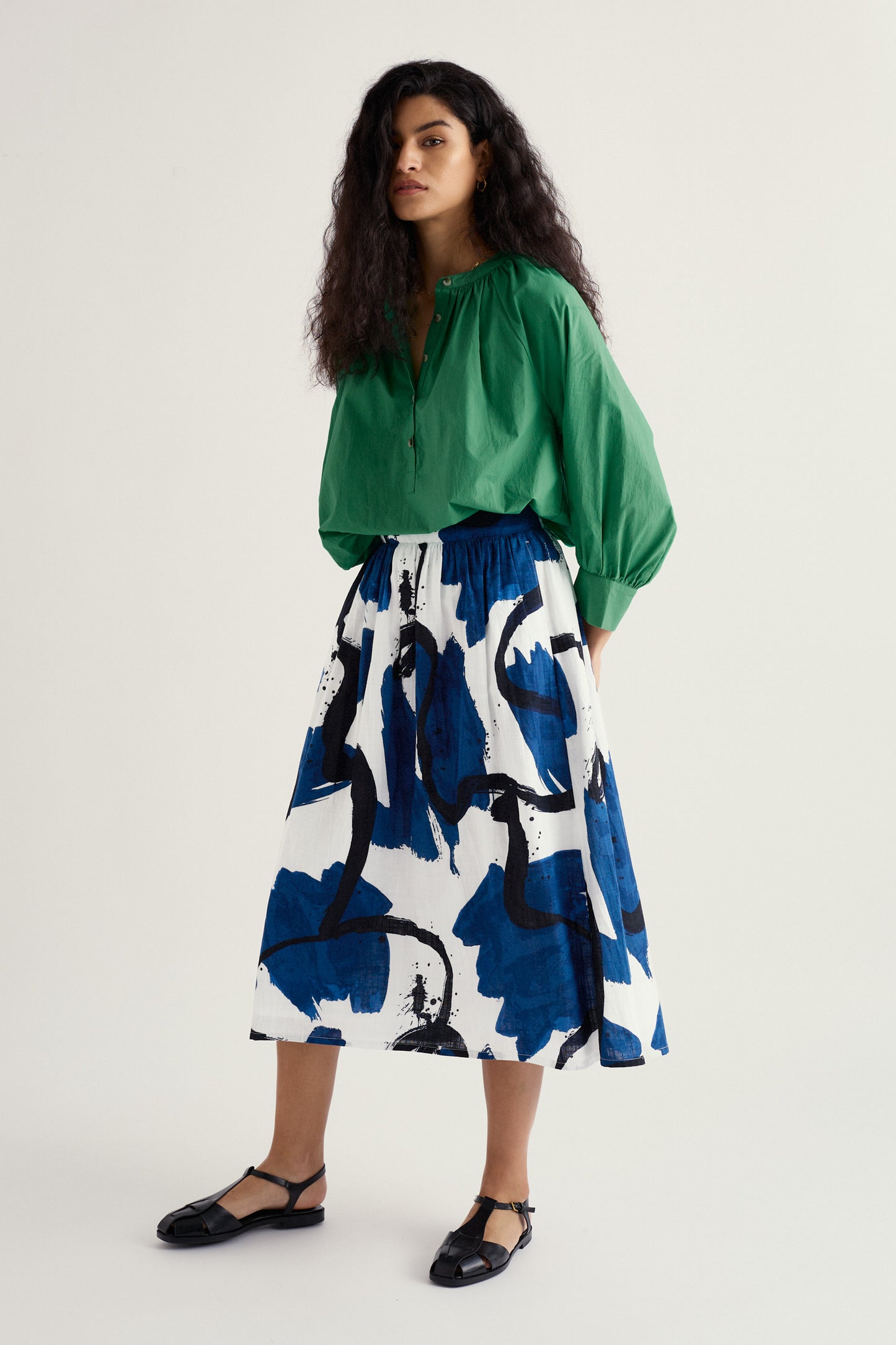 Jupe midi Mevagissey en coton biologique
