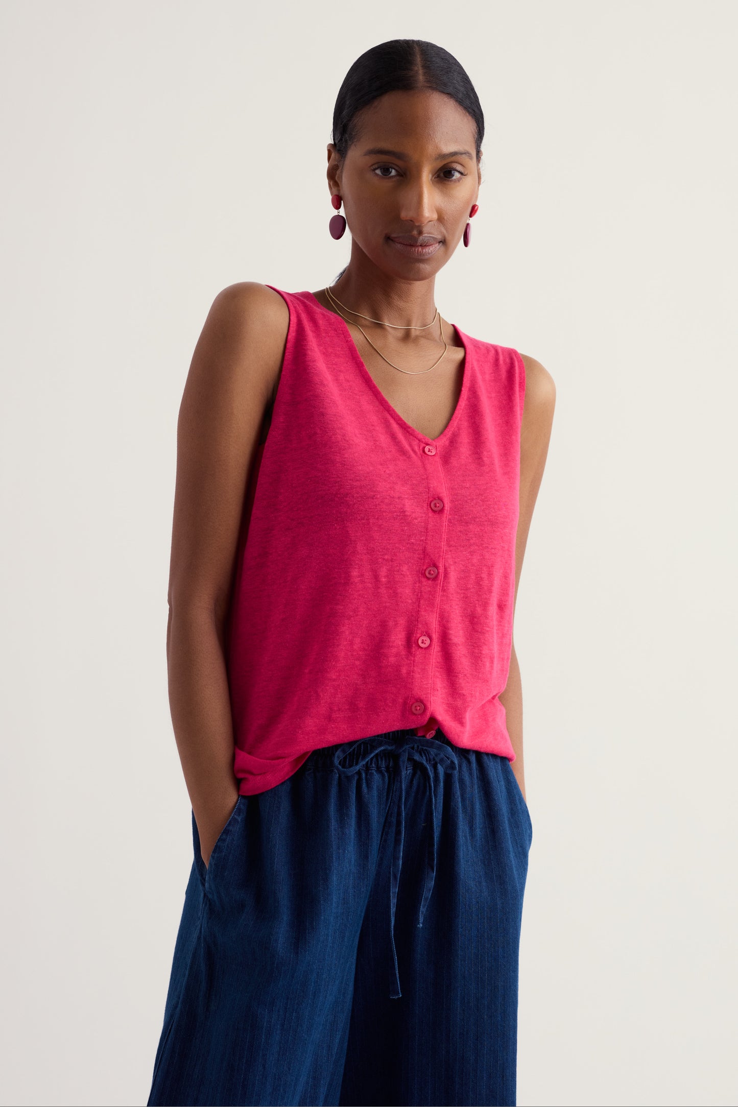 Gilet boutonné en lin Carn Glaze