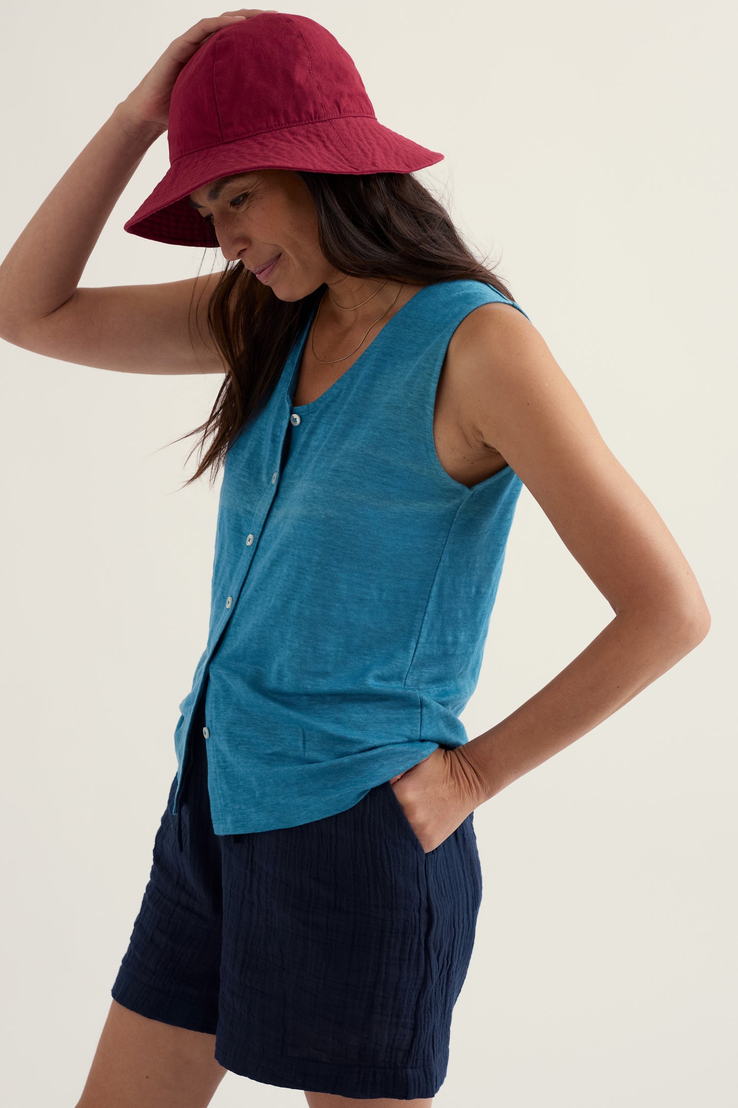 Gilet boutonné en lin Carn Glaze