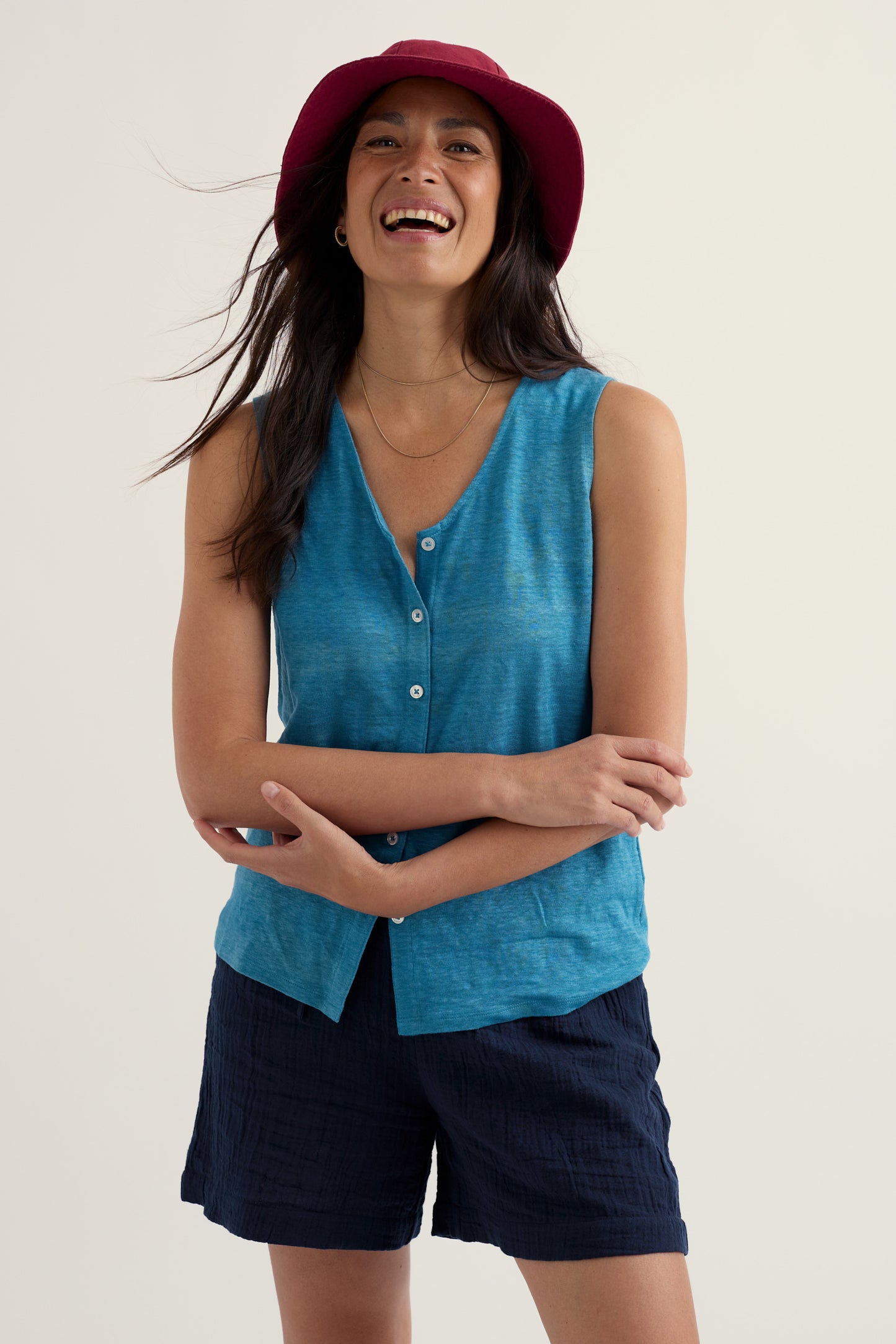 Gilet boutonné en lin Carn Glaze