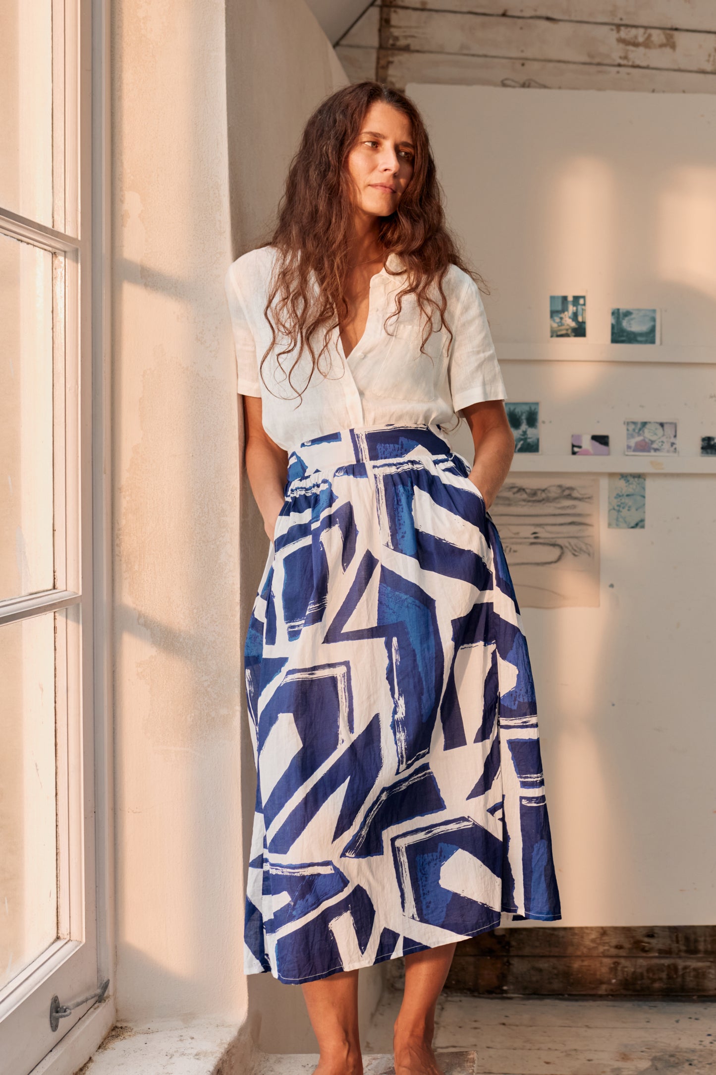 Jupe midi Mevagissey en coton biologique