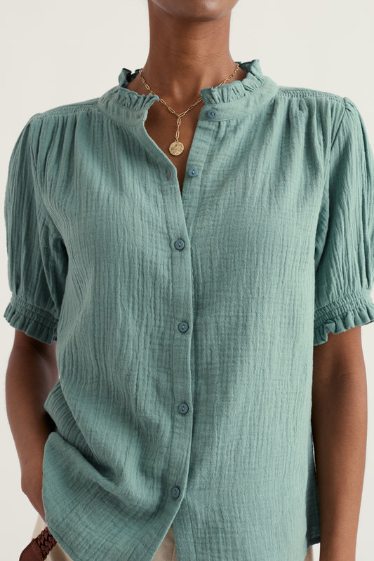 Chemise à volants Shore Path en coton biologique GOTS