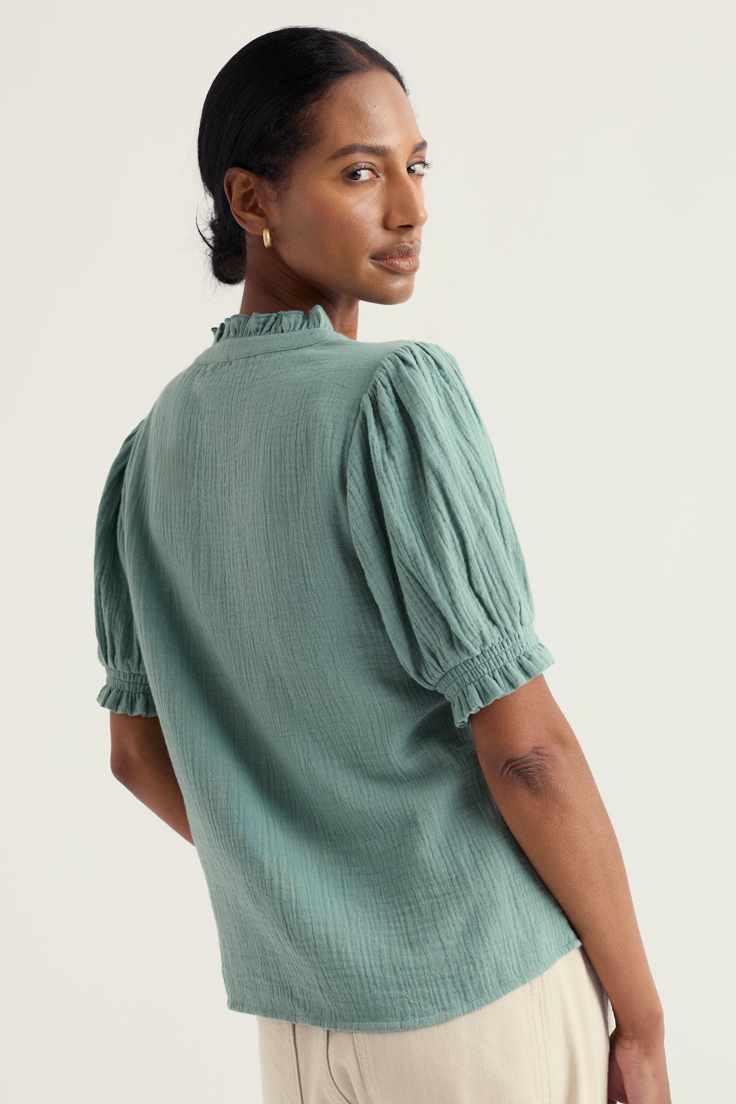 Chemise à volants Shore Path en coton biologique GOTS