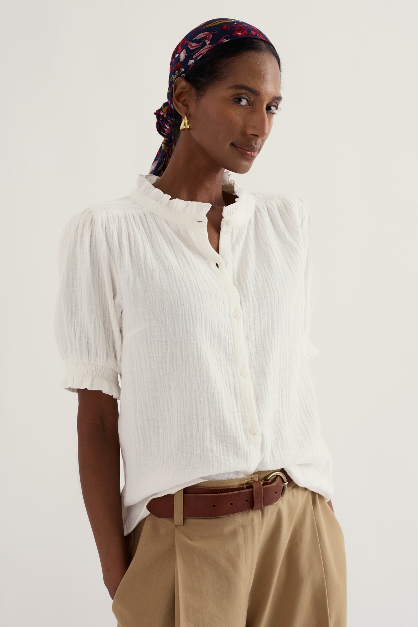 Chemise à volants Shore Path en coton biologique GOTS