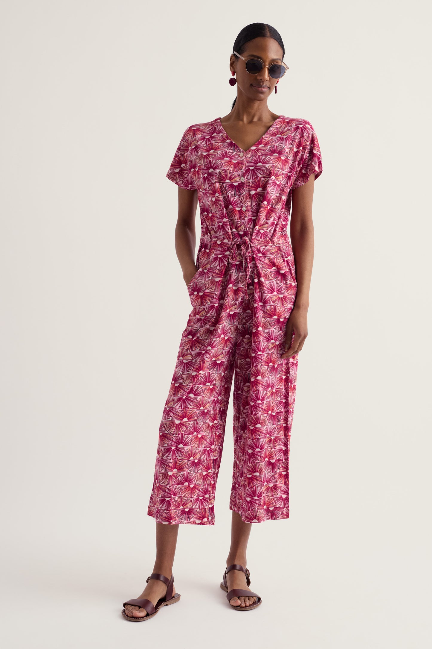 Combinaison pantalon large Rose Treillis
