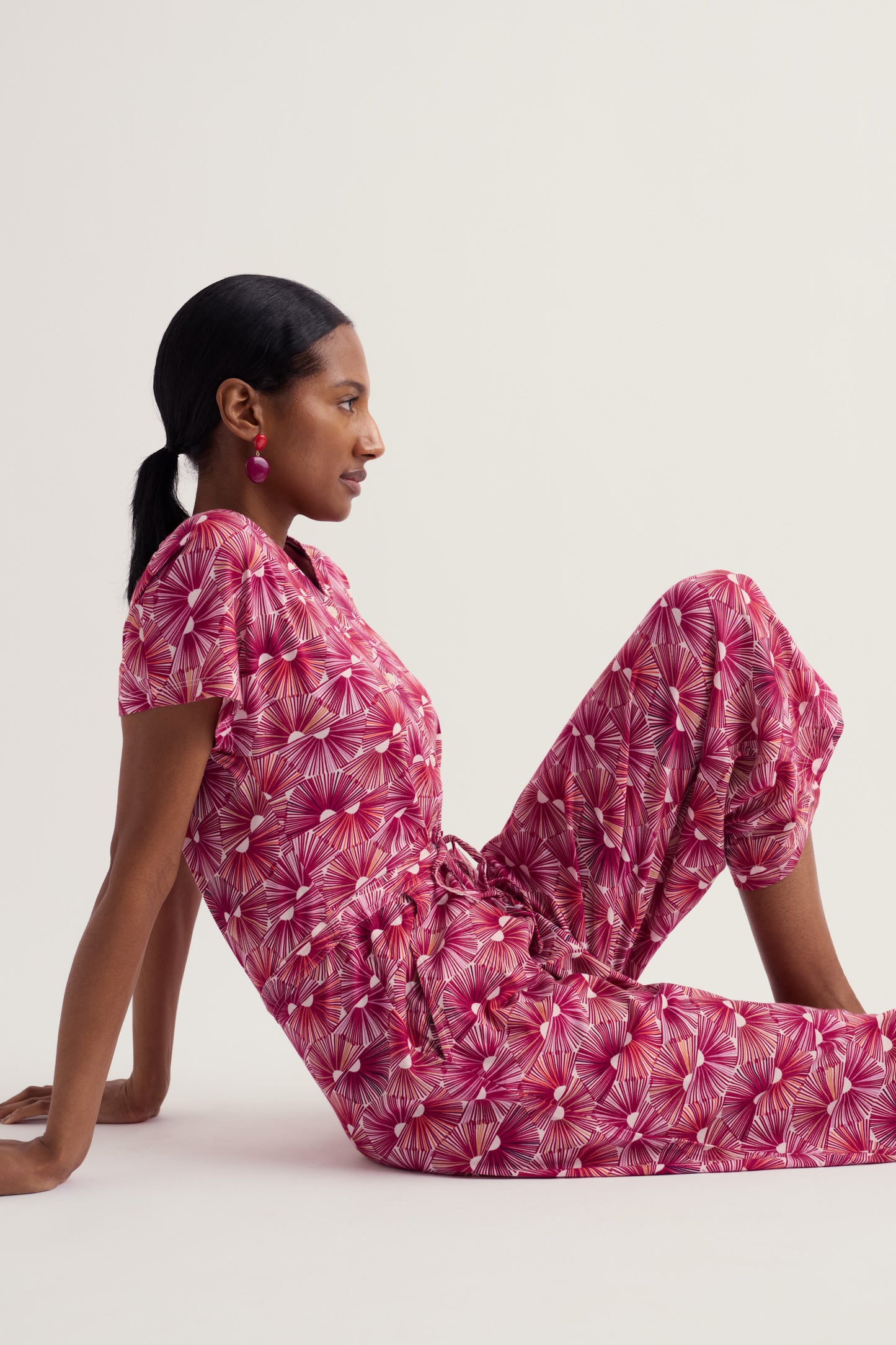 Combinaison pantalon large Rose Treillis