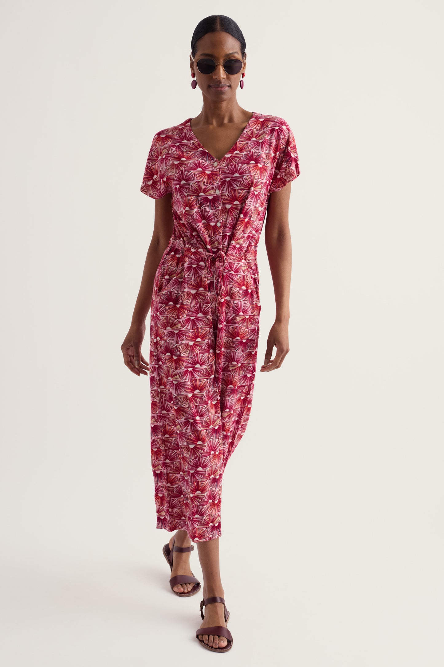 Combinaison pantalon large Rose Treillis
