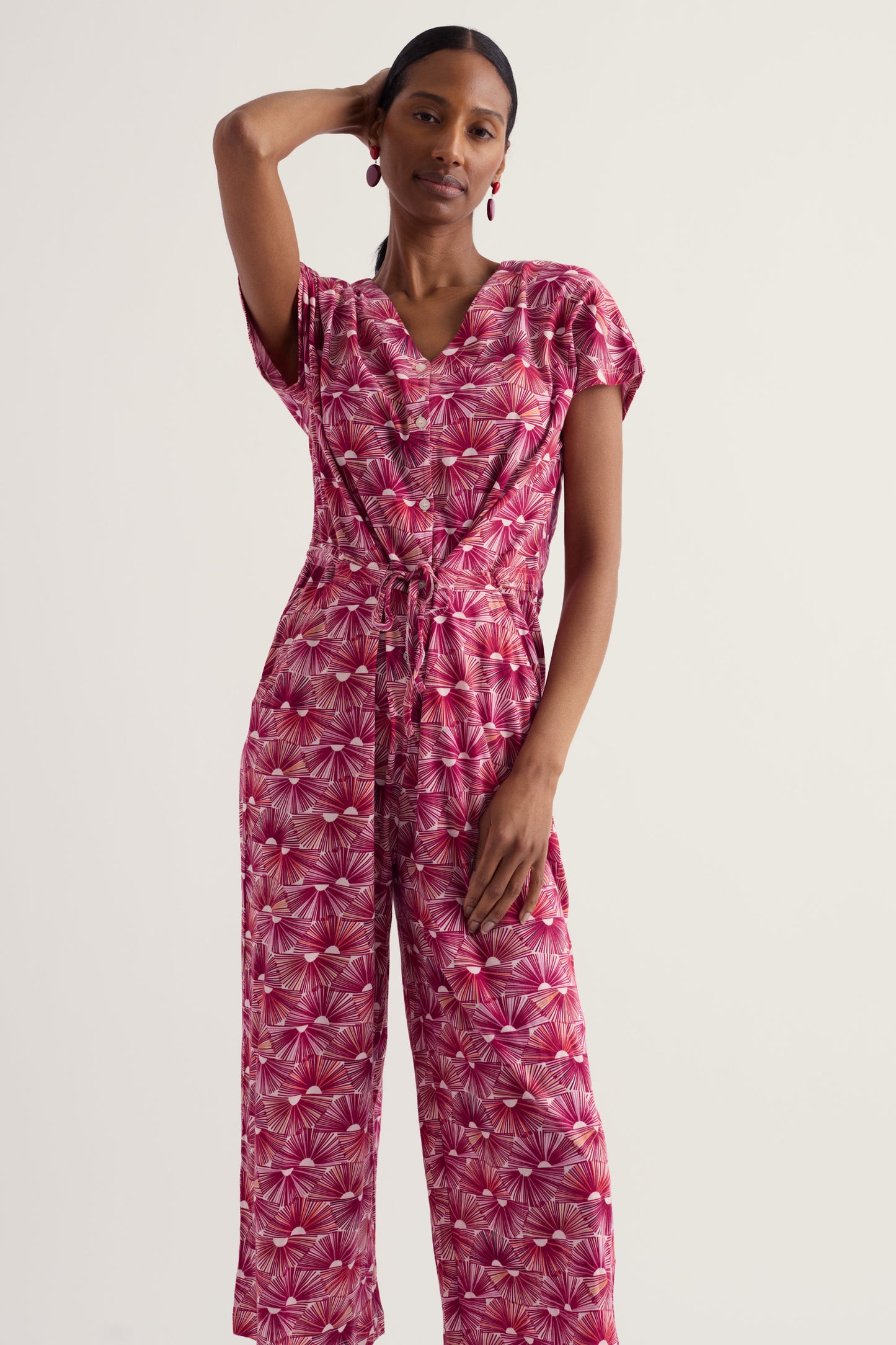 Combinaison pantalon large Rose Treillis