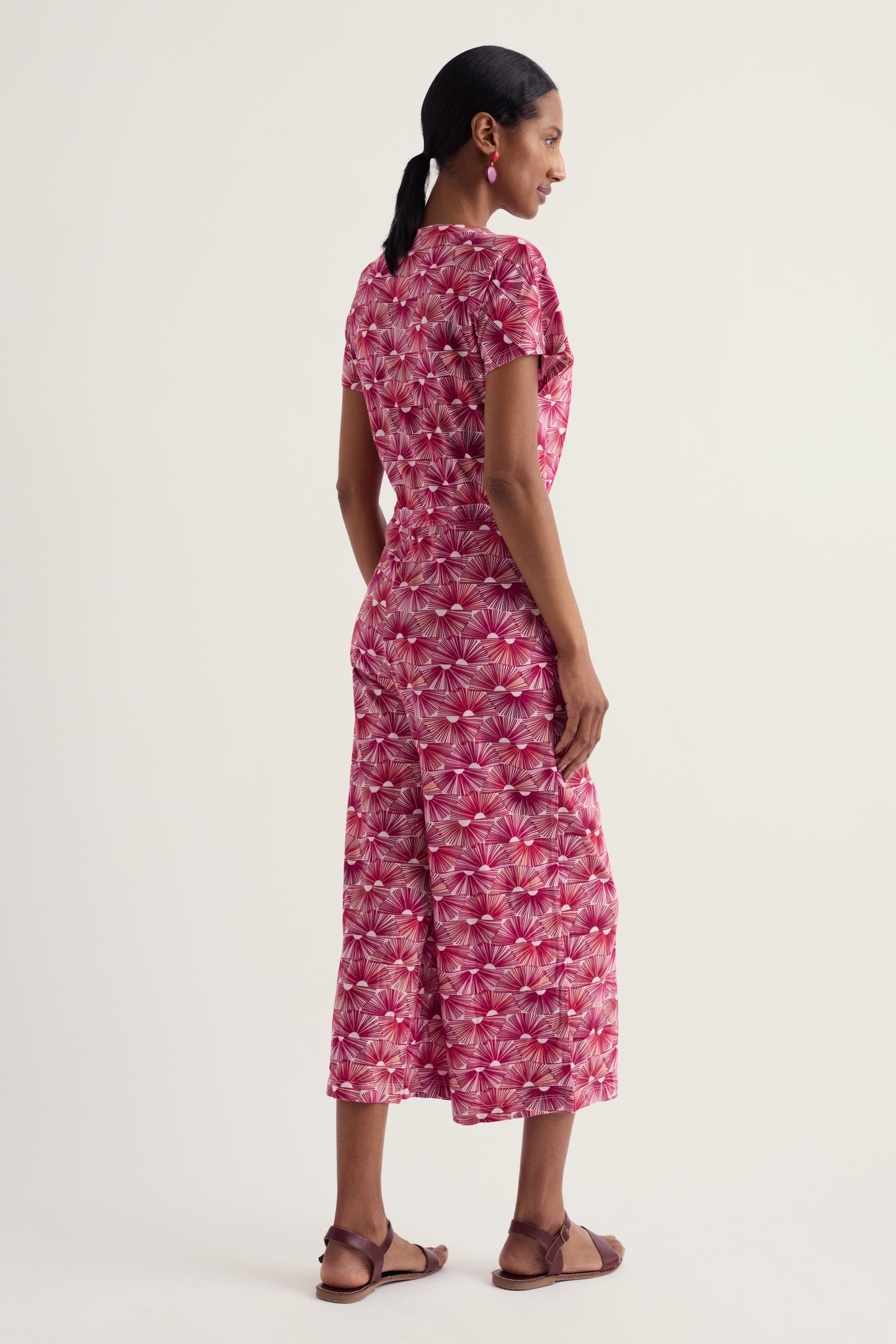 Combinaison pantalon large Rose Treillis