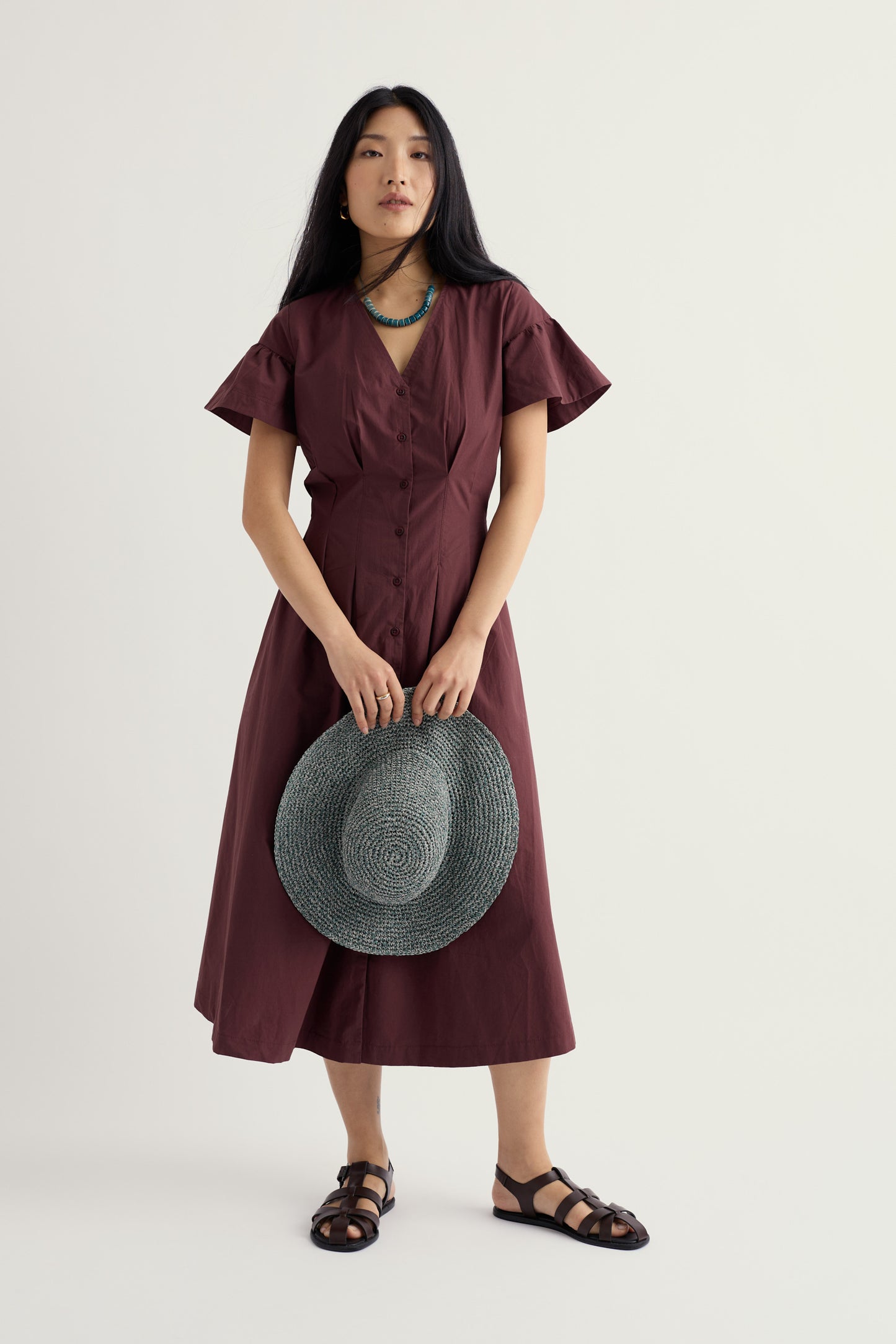 Robe midi en popeline Kerthen Woods