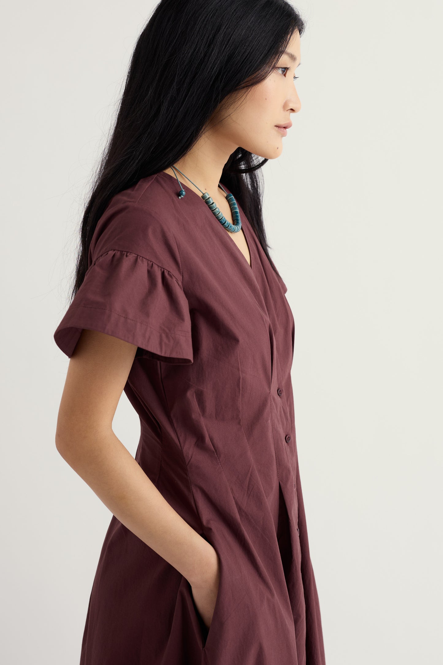Robe midi en popeline Kerthen Woods