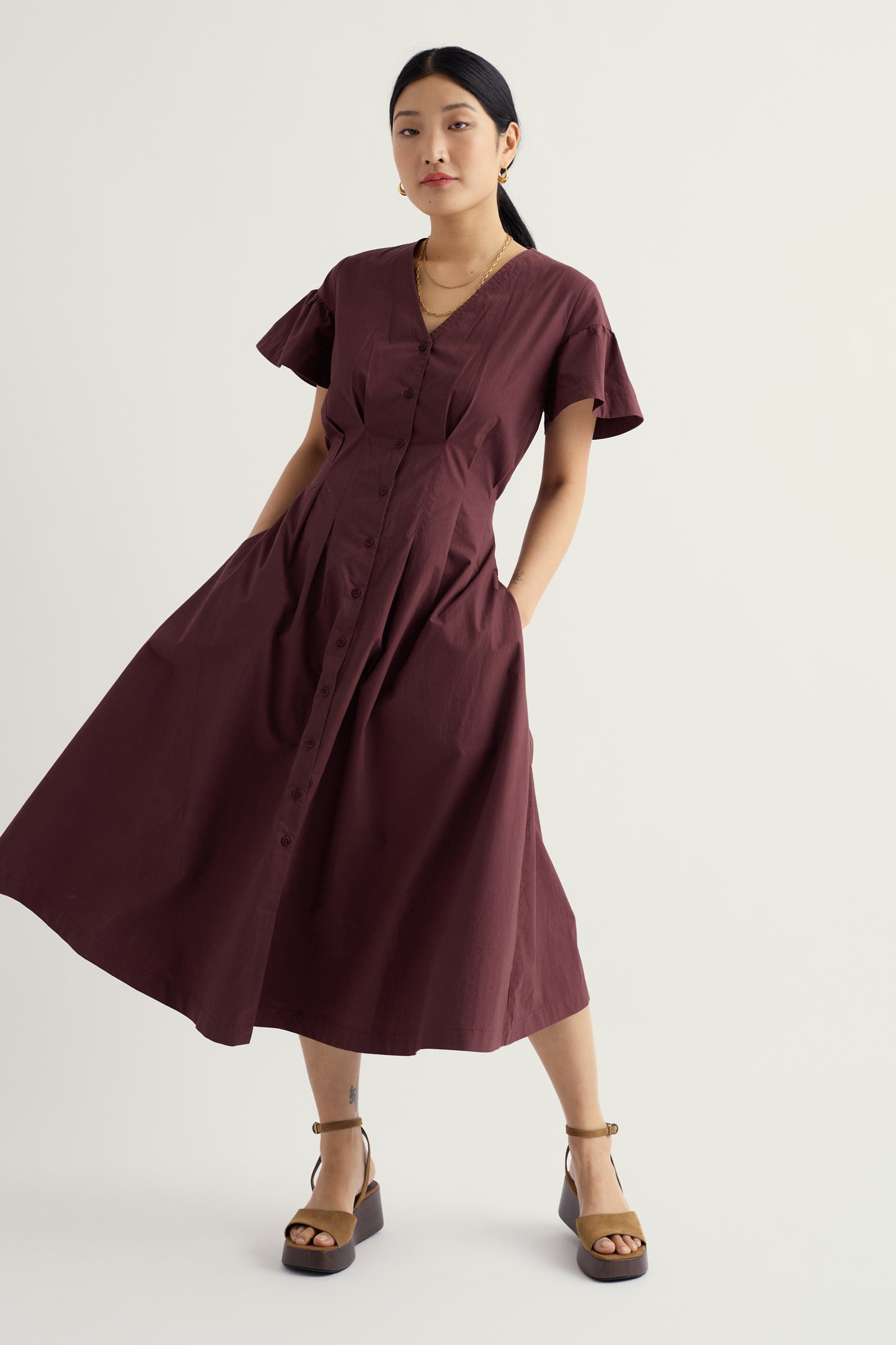 Robe midi en popeline Kerthen Woods