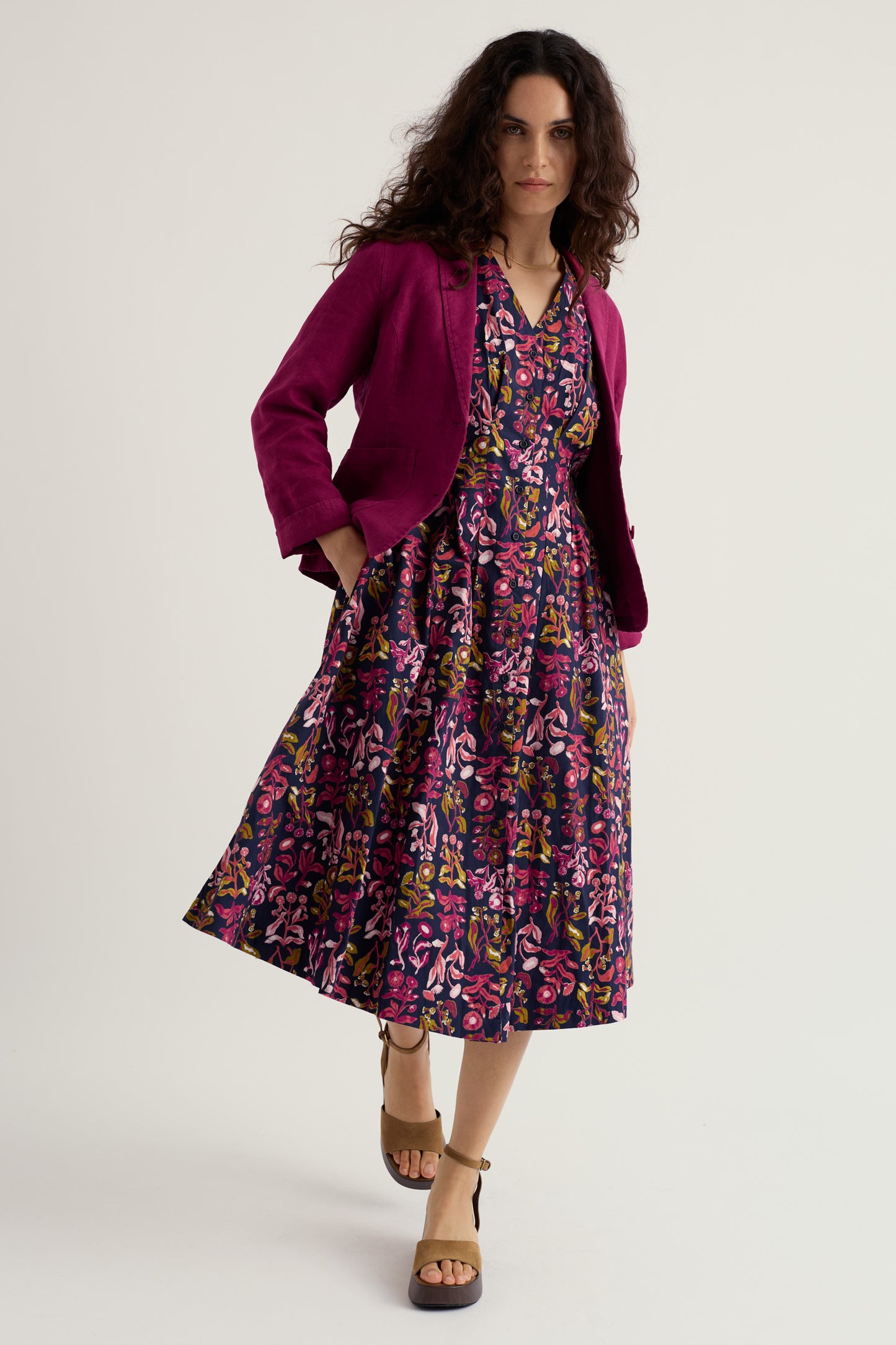 Robe midi en popeline Kerthen Woods