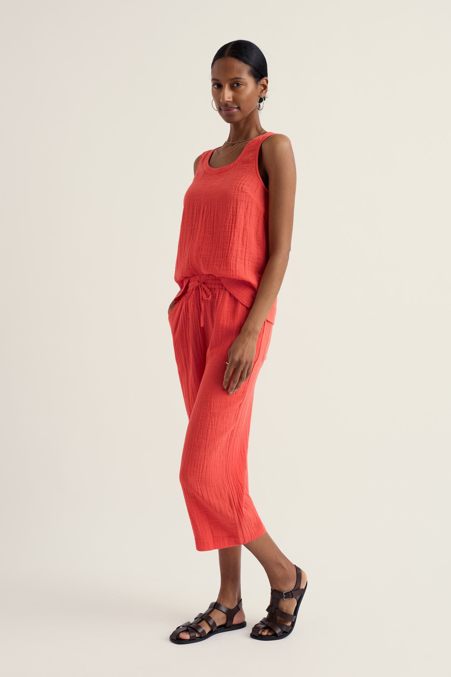 Pantacourt large en coton biologique Tide Flow