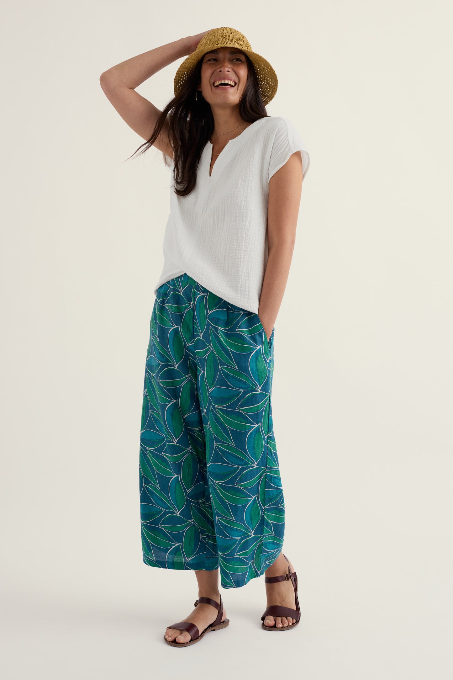 Culotte-jupe en lin "Havre de paix"