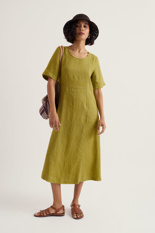 Abito midi in lino Grass Wave  