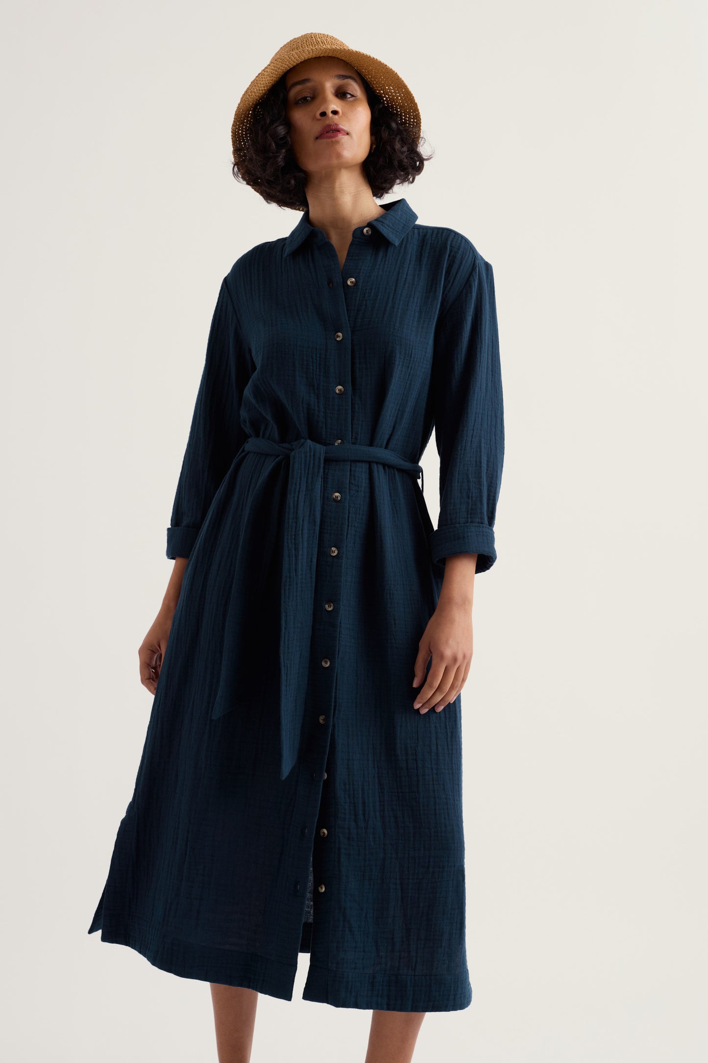 Abito camicia midi Whitsand Cove in cotone biologico GOTS  